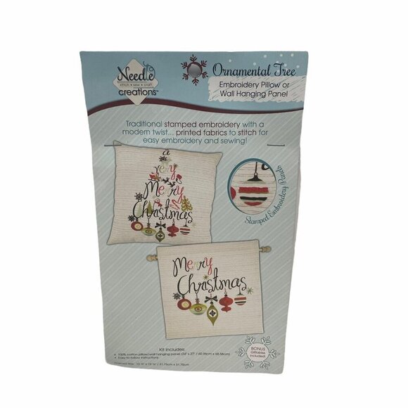 Needle Creations Christmas Ornament Tree Embroidery Pillow Wall Hanging Kit - Picture 1 of 3